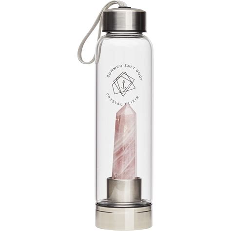 Rose Quartz Crystal Elixir Glass Water Bottle 550ml