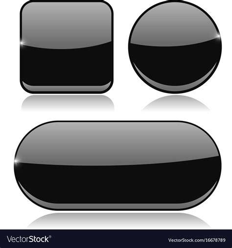 Black Buttons Round Square And Oval Shiny Icons Vector Image