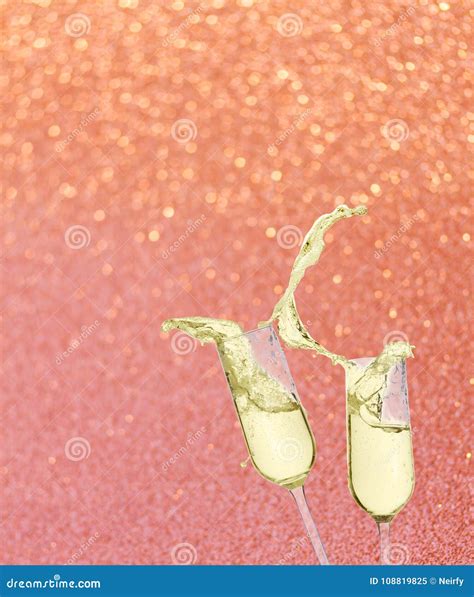 Two Festive Champagne Glasses Stock Image Image Of Flutes Event 108819825