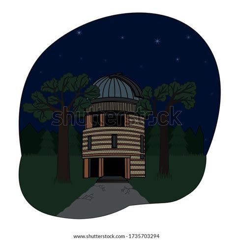 Cartoon Astrograph Telescope Tower Observatory Vector Stock Vector