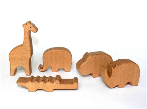 Baby African Animals Wooden Toy Set Eco Friendly Handmade Wooden Toys