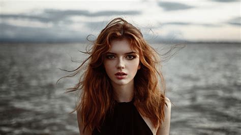 download lipstick depth of field face redhead woman model 4k ultra hd wallpaper by georgy