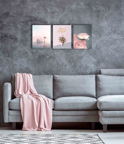 Enjoy The Little Things Pink And Grey Decor For Bedroom Canvas Art