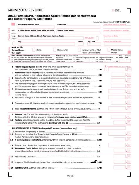 Mn Dor M1pr 2015 Fill Out Tax Template Online Us Legal Forms