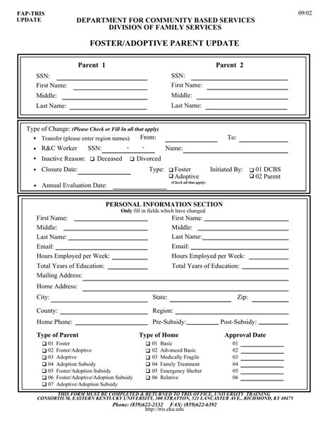 Kentucky Fosteradoptive Parent Update Fill Out Sign Online And