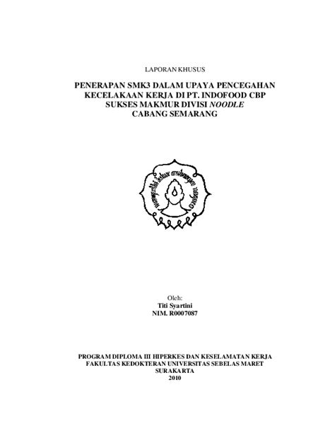 Ruas yang wajib ditandai *. (PDF) PENERAPAN SMK3 DALAM UPAYA PENCEGAHAN KECELAKAAN ...