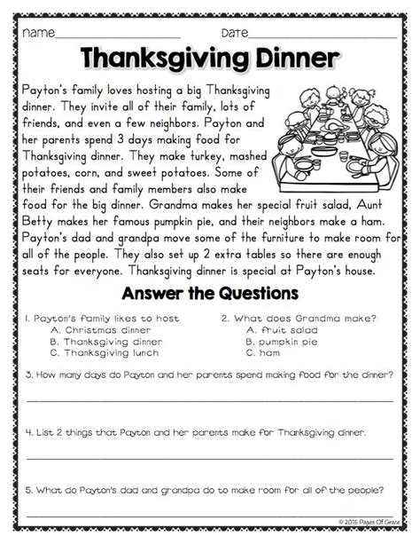 3rd Grade Thanksgiving Worksheets Diy Color Burst