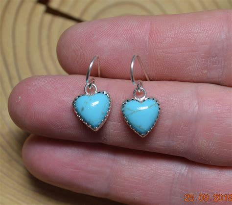 Silver Turquoise Heart Drop Earrings