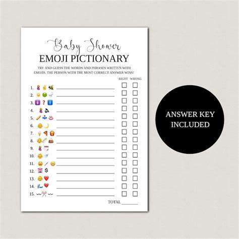 Emoji Pictionary Baby Shower Game Printable Baby Instant Download Etsy