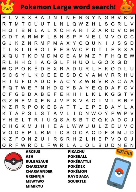 Large Pokemon Word Search Free Printable Download Puzzld