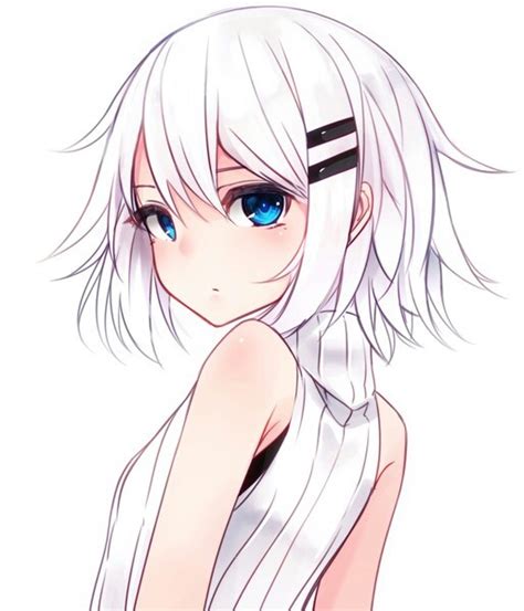 At least that's what i picture when watching an anime. hair clip white hair short hair blue eyes anime girl ...