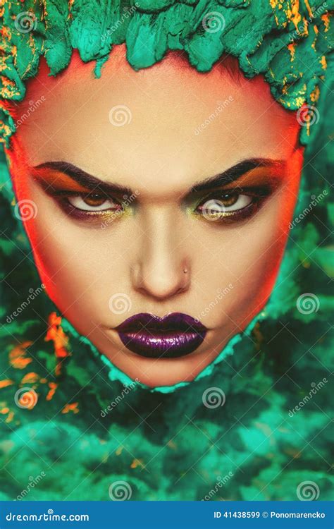 portrait of sexual adult woman with creative make up stock image