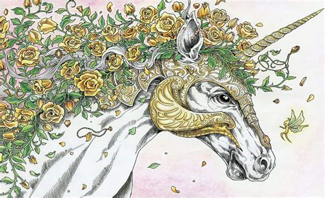Magical Mystical Unicorn From Mythomorphia Coloured By Janine Grundler