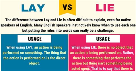 Lay Vs Lie Whats The Difference Between Lie Vs Lay • 7esl