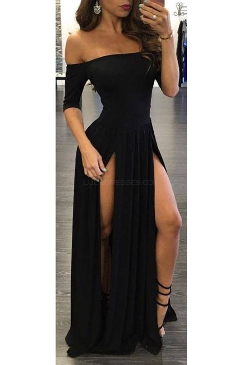 Sexy Long Black Prom Formal Evening Party Dresses
