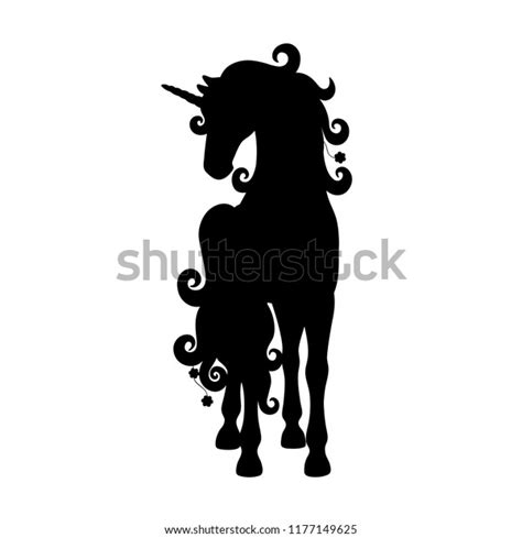 Isolated Black Silhouette Standing Unicorn On Stock Vector Royalty