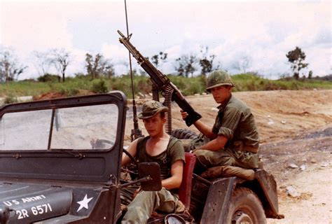 Men Of The 70th Engineer Battalion In A Jeep With A Mounted M60