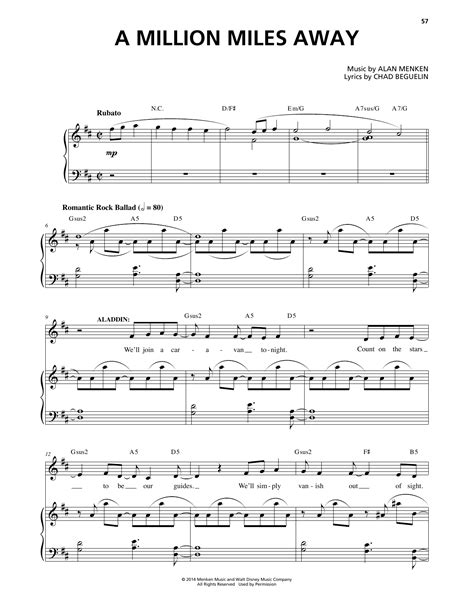 A Million Miles Away From Aladdin The Broadway Musical Sheet Music