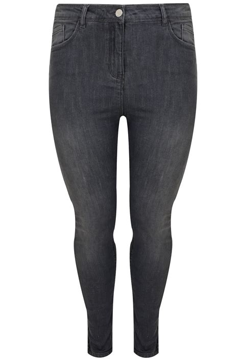Grey Denim Skinny Shaper Ava Jeans Plus Size 16 To 32