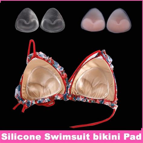 Free Shipping Women S Clear Bikini Bra Inserts Silicone Gel Pads Breast Enhancer Swimsuit Push