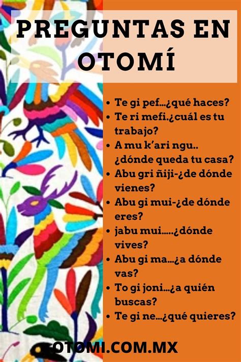 Cómo Preguntar En Otomí Lenguas Indigenas De Mexico Palabras En