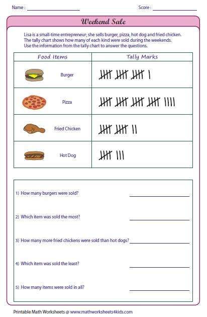 Tally Chart Worksheet 3rd Grade