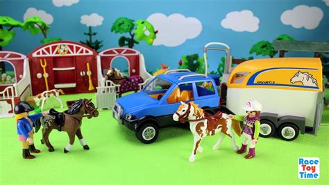 Playmobil Horse Trailer And Paddock Stable Barn Playset Fun Animal