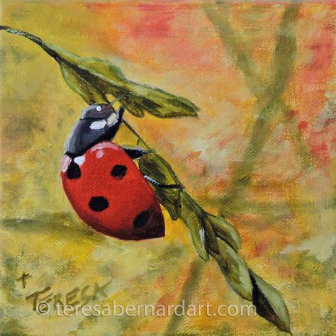 Ladybug 1 Hanging On Tight Teresa Bernard Oil Paintings