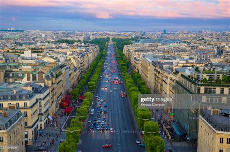 Champs Élysées Avenue Seen From Arc De Triomphe Paris France