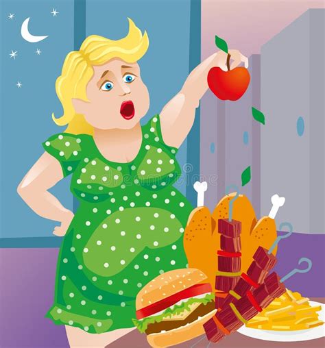 Fat Woman Stock Vector Illustration Of Hamburger Kitchen 71222583