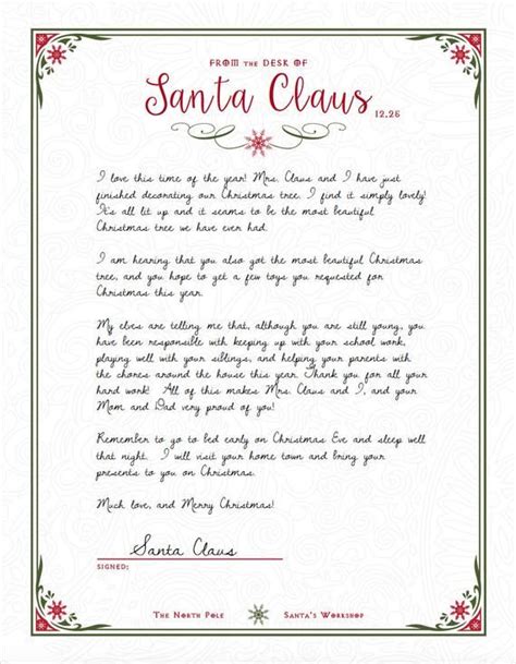 Letter From Santa Claus Instant Download Pdf File Instant Download