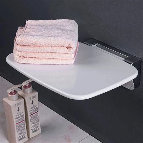 Bathroom Shower Folding Wall Chair Elderly White Waterproof Toilet