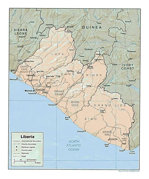Detailed Political Map Of Liberia With Relief Liberia Africa Hot Sex