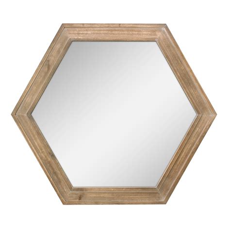24 In Hexagon Rustic Wood Mirror Stonebriar Collection