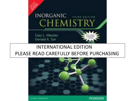Inorganic Chemistry By Donald A Tarr And Gary L Miessler 2003 Trade