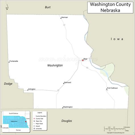 Map Of Washington County Nebraska Where Is Located Cities
