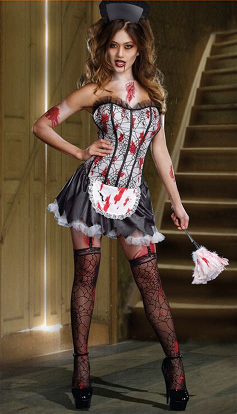 buy sexy french maid costume fancy dress rocky horror zombie gothic killer