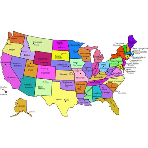 United States Map With Capitals Free Svg