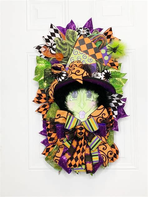 Whimsical Witch Wreath Halloween Wreath for Front Door Witch | Etsy ...