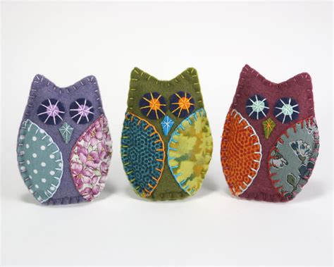 Felt Owl Ornaments Handmade Felt Owls In Vintage Retro Colors Puffin