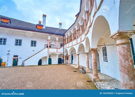 The Arcades Of The Schloss Ort Castle Gmunden Austria Editorial Image