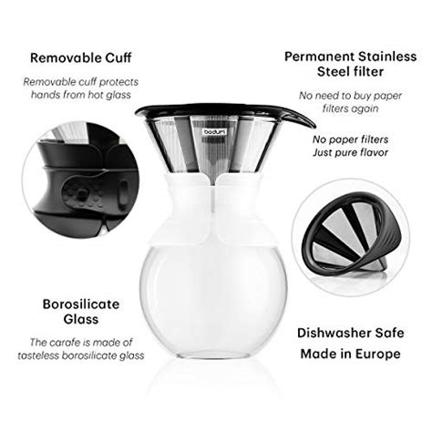 Bodum 11571 109 Pour Over Coffee Maker With Permanent Filter Glass 34