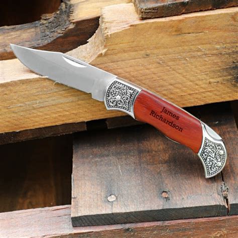 Personalized Rosewood Vintage Pocket Knife Custom T For Dad
