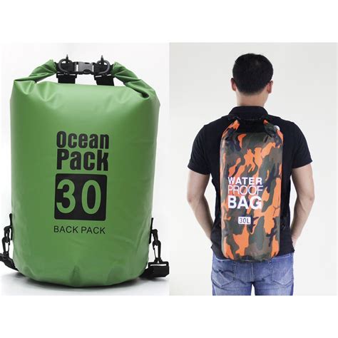 Ocean Pack 30l Dry Bag Waterproof Bucket Bag Sling Shoulder Backpack Outdoor Travel Bag Shopee