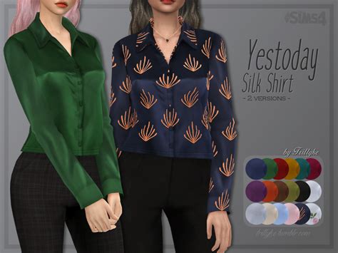 The Sims 4 Maxis Match Cc — Trillyke Yestoday Silk Shirt 2 Versions A