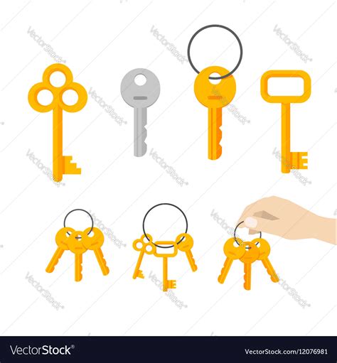 Keys Bunch Key Hanging On Ring Hand Royalty Free Vector