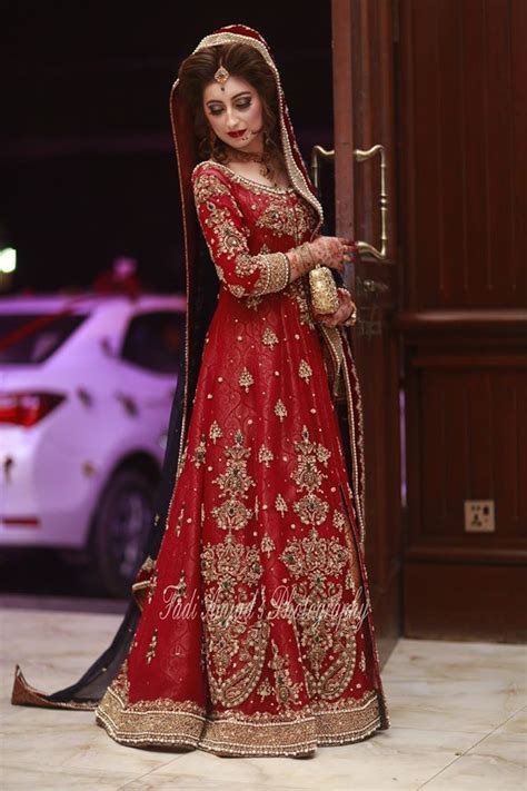 Pakistani Red Weddingrecption Dress Bridal Gown With Long Trail Custom