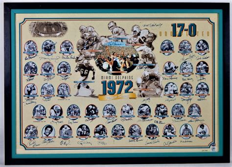 1972 Miami Dolphins Perfect Season Signed And Framed Poster