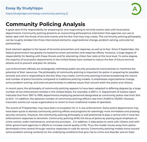 Community Policing Analysis Essay Example