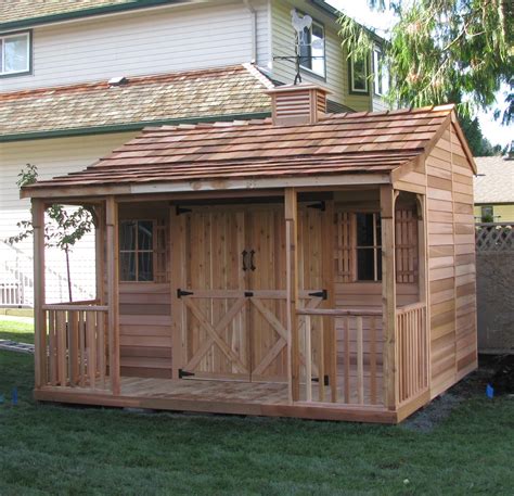 Garden Shed With Covered Porch Backyard Shed Living Space Cedarshed